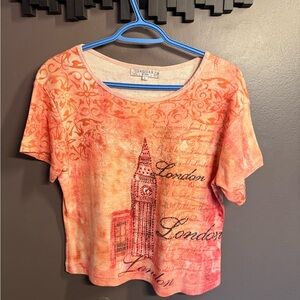 London Print Design Salmon Coloured Women's Top